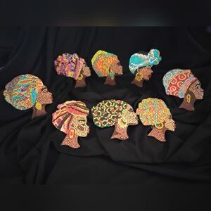 Vibrant Beaded Silhouette Wall Art Set